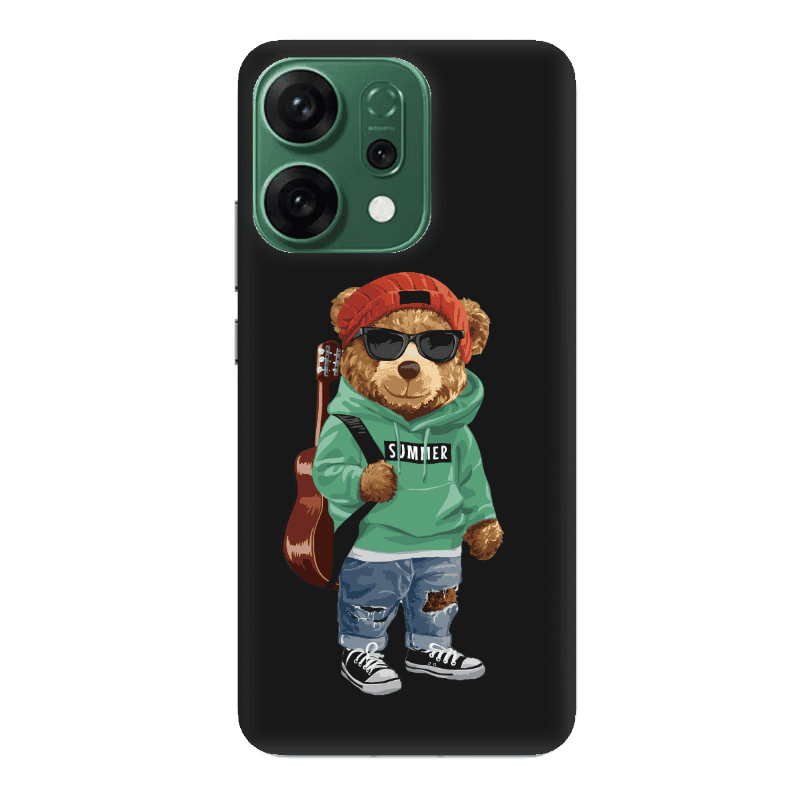 Oppo RENO 14 Summer Tedy Black Colored Silicone TPU Θήκη